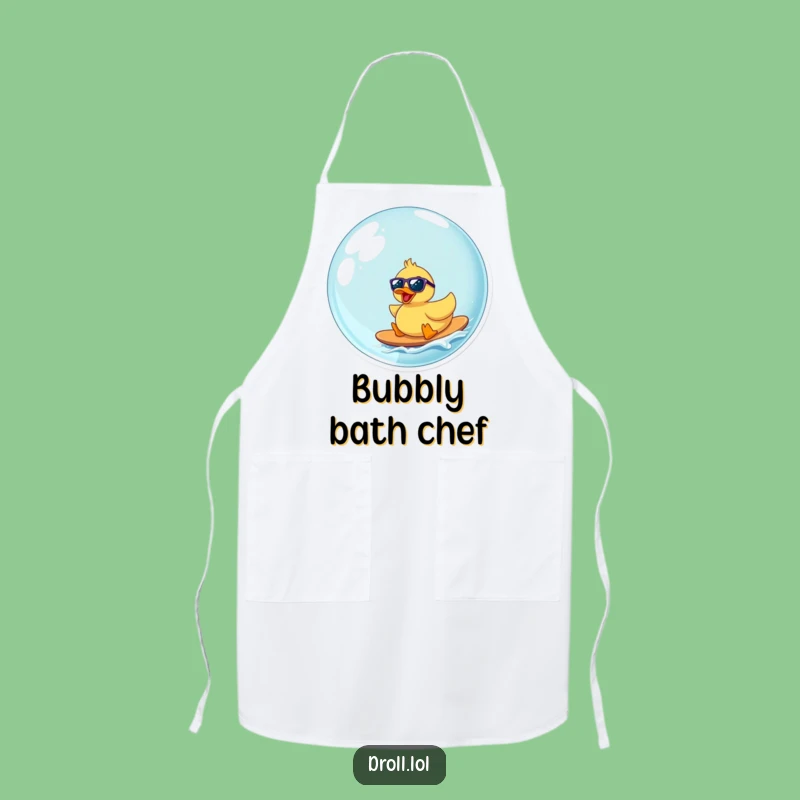 Funny Rubber Duck Surfing Bubble Apron: Cook Up Laughs in the Kitchen
