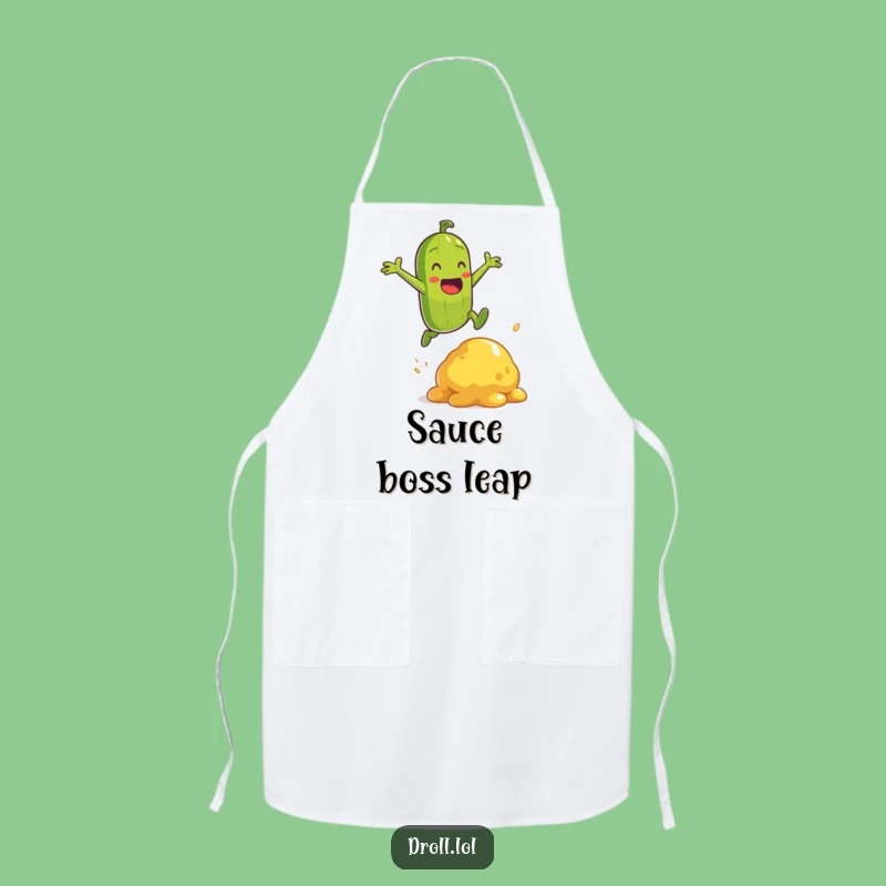 Funny Pickle Jump Apron: Energetic Chef Leap, Perfect Funny Cook's Gift