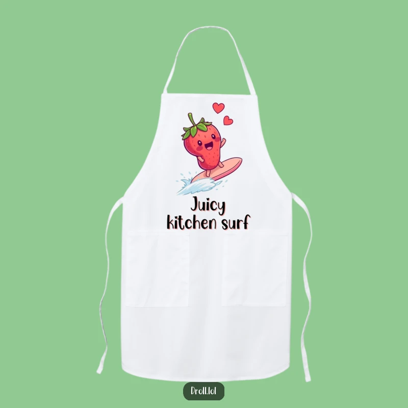 Funny Strawberry Surfing Blueberry Apron - Kitchen Humor Gift for Foodies