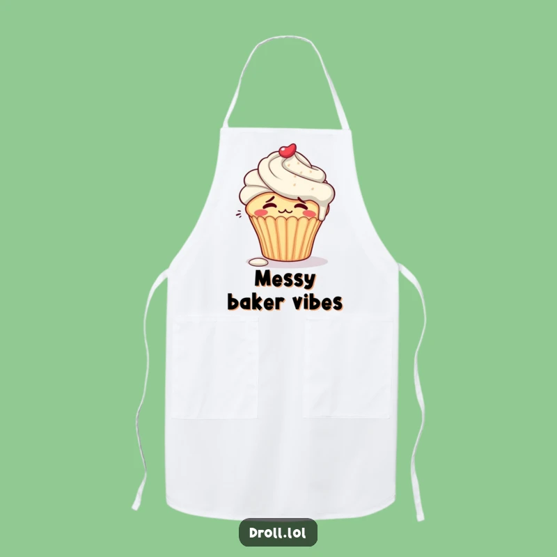 Funny Embarrassed Cupcake Apron: Blushing Baker's Mishap, Perfect Funny Gift