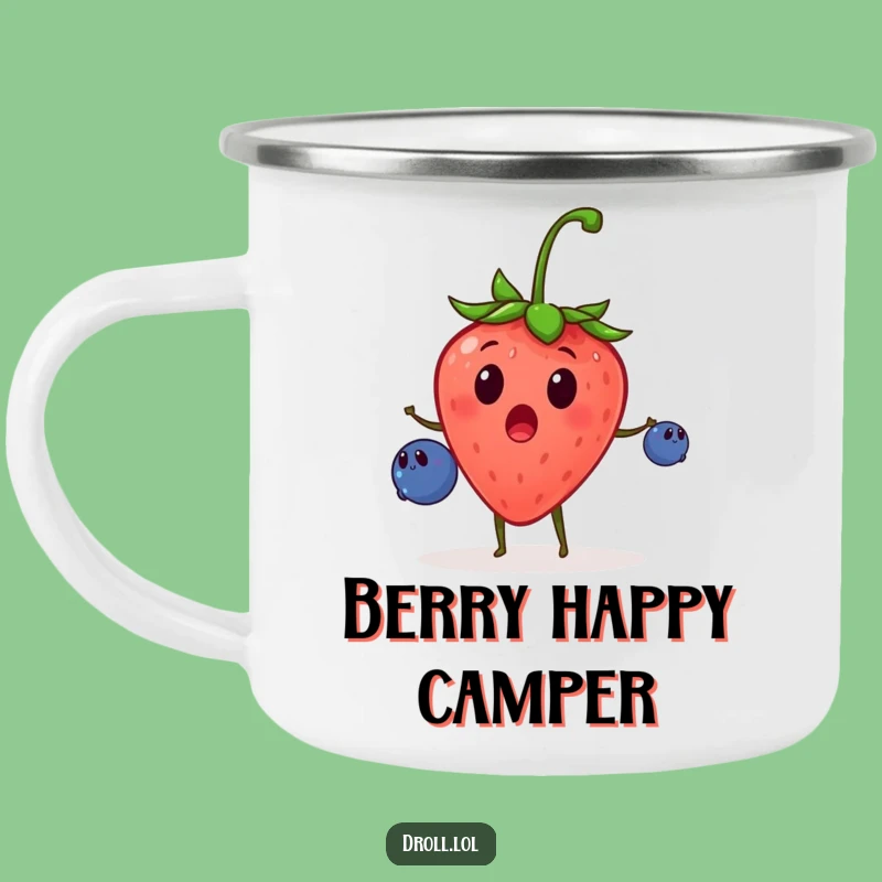Adventure Funny Strawberry Juggling Camping Mug: Sip Fun with this Berry Juggler