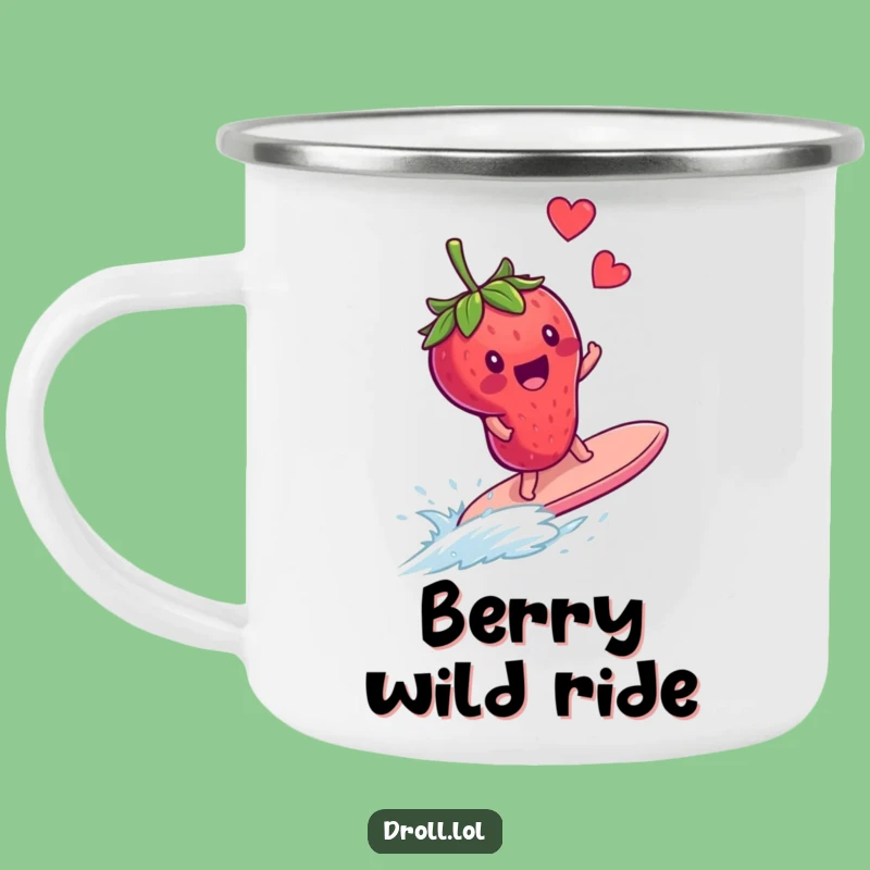 Durable Funny Strawberry Surfing Blueberry Camping Mug - Outdoor Fruit Humor