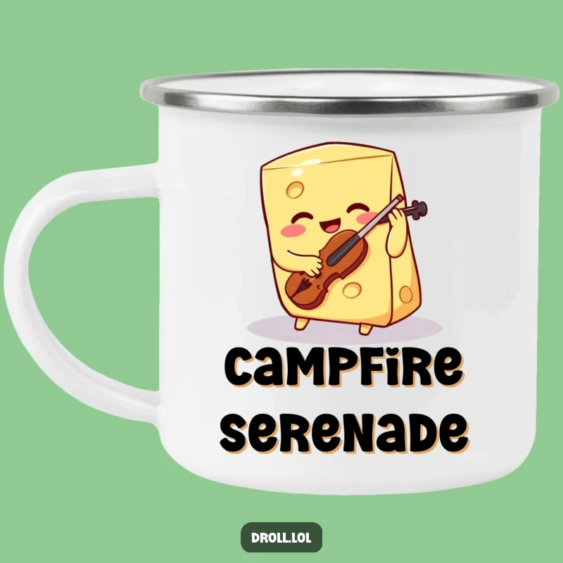 Funny Cheese Violin Camping Mug: Wedge Cup, Outdoor Music Gift