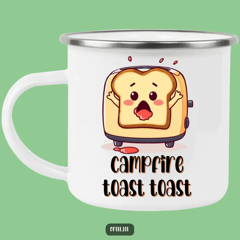Funny Toast Leap Camping Mug - Dramatic Breakfast Outdoor Gift