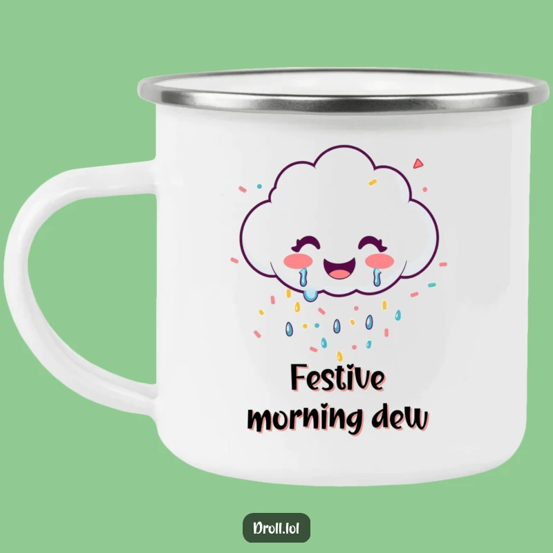 Funny Happy Cloud Confetti Camping Mug - Celebrate Outdoors with Joy!