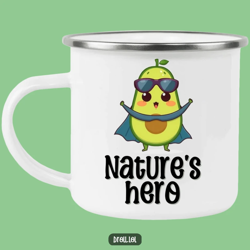 Funny Avocado Superhero Camping Mug - Healthy Hero Gear for the Outdoors
