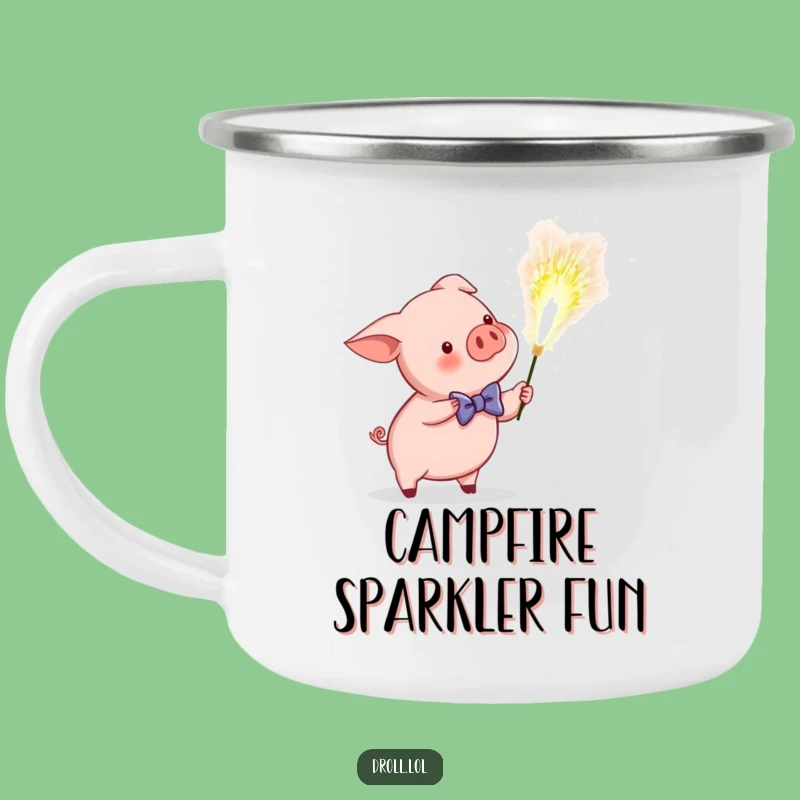 Funny Piglet Sparkler Enamel Camping Mug - Hilarious Celebration Gift!