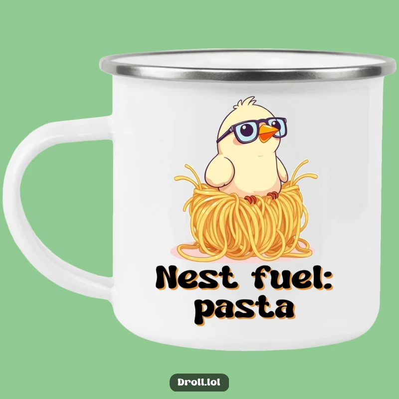 Funny Bird Spaghetti Nest Camping Mug: Sip Laughs by the Fire!