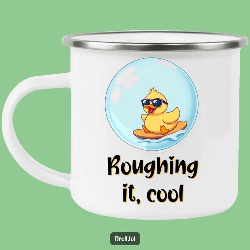 Funny Rubber Duck Surfing Bubble Camping Mug: Adventures with Hilarious Style