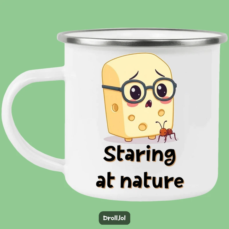 Funny Cheese & Ant Spectacles Camping Mug - Observe Nature with Humor