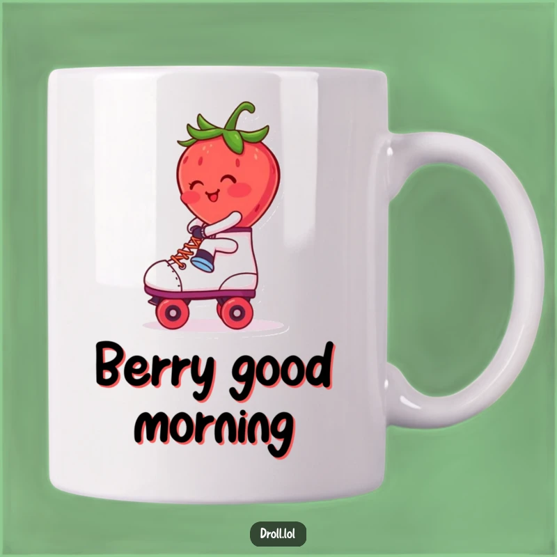 Funny Blushing Strawberry Roller Skate Mug: A Hilarious Gift for Retro Fun Lovers!