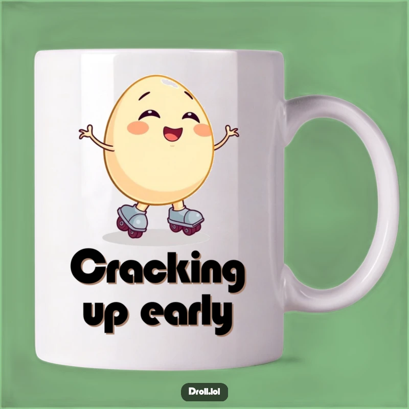 Funny Giggling Egg Roller Skate Mug - Hilarious Breakfast Fail Gift
