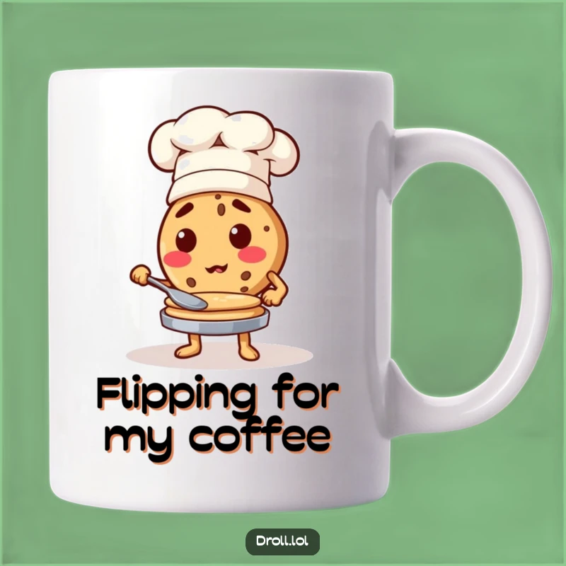 Funny Cookie Chef Flipping Pancakes Mug - Culinary Humor Gift!