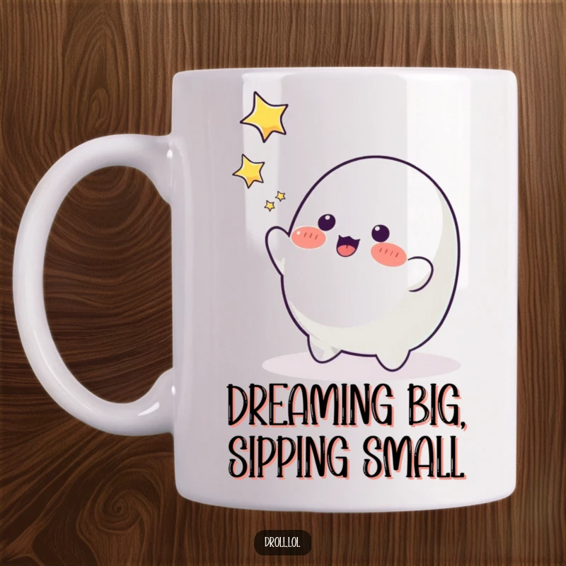 Funny playful blob character stretching to catch falling stars against a starry sky.