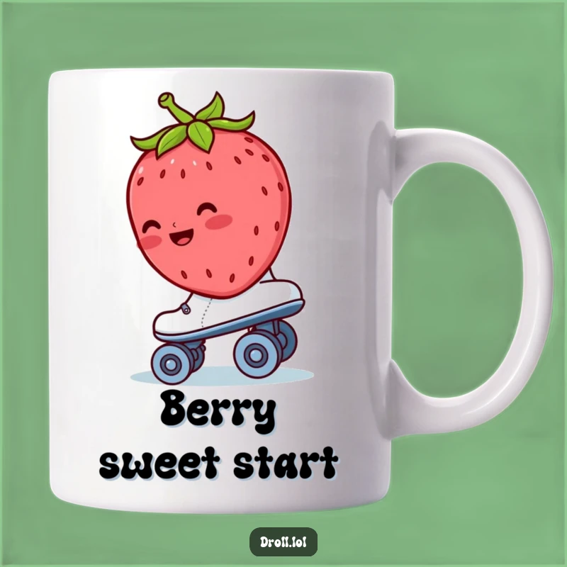 Funny Blushing Strawberry Roller Skate Mug - Whimsical Retro Ride Gift