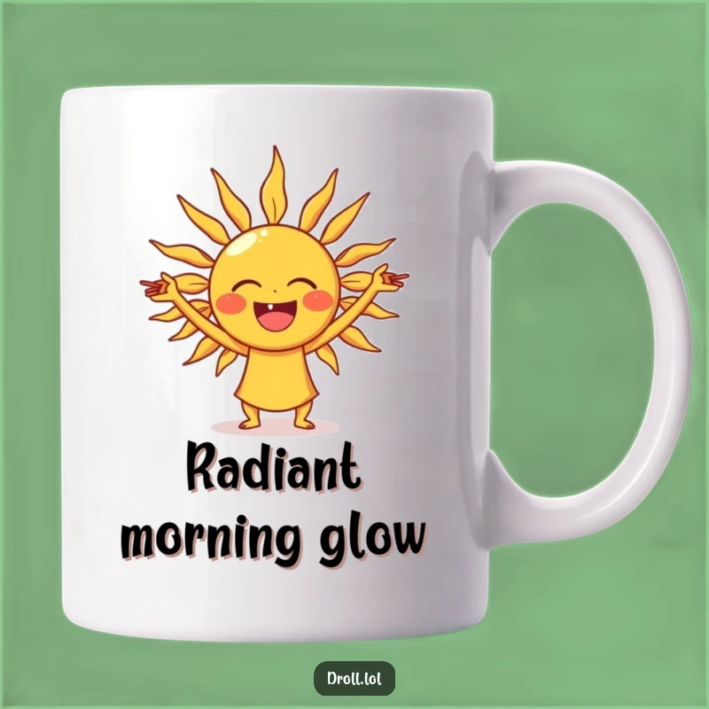 Funny Laughing Sun Yoga Mug: Stretching Rays' Cosmic Morning Gift