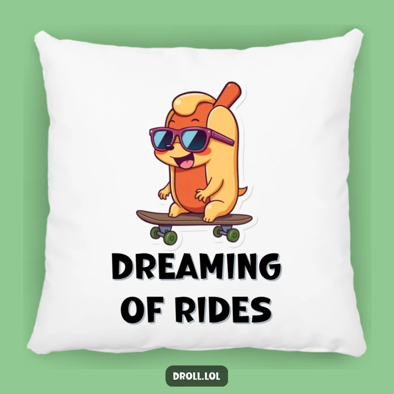 Funny Hot Dog Skater Pillow: Comfy Accent with Radical Wiener Style