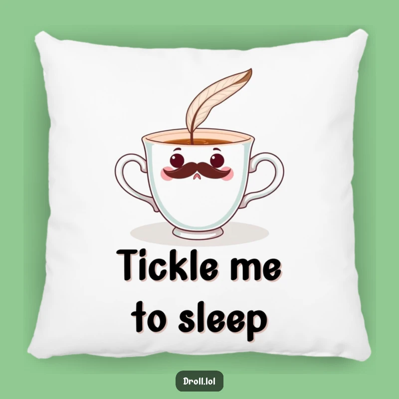 Funny Teacup Mustache Pillow: Cozy Tickle Comfort Gift
