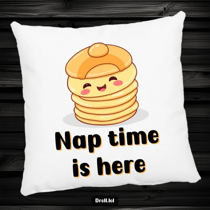 Funny Happy Pancake Pillow: A plush pillow featuring a happy pancake comically tumbling off a stack, bringing breakfast comfort and humor.