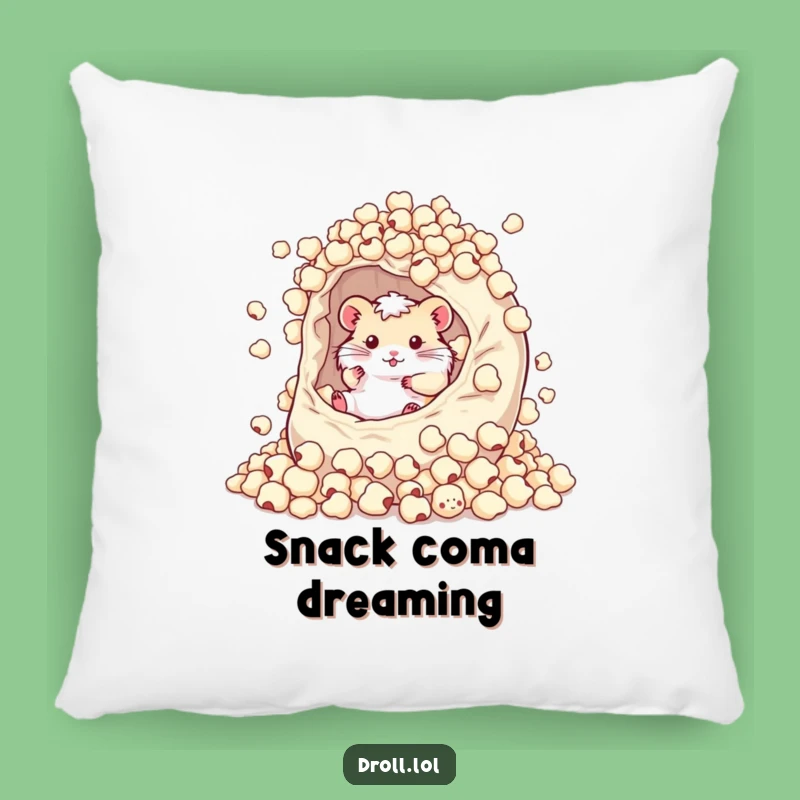 Funny Hamster Popcorn Bag Throw Pillow - Cozy & Hilarious Snack Gift!
