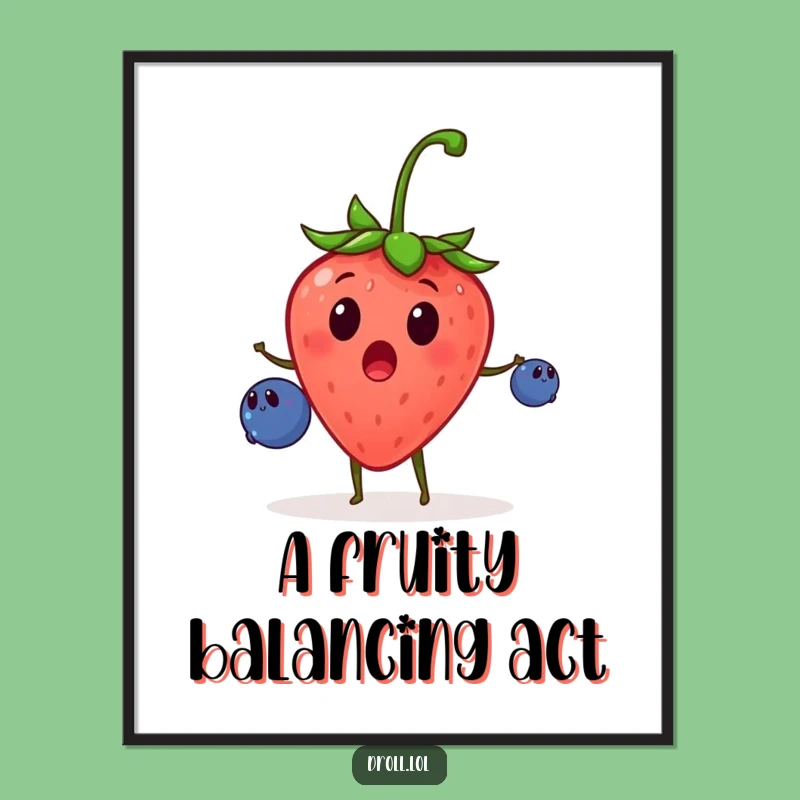 Funny Strawberry Juggling Digital Art: Bring Whimsy with this Berry Art