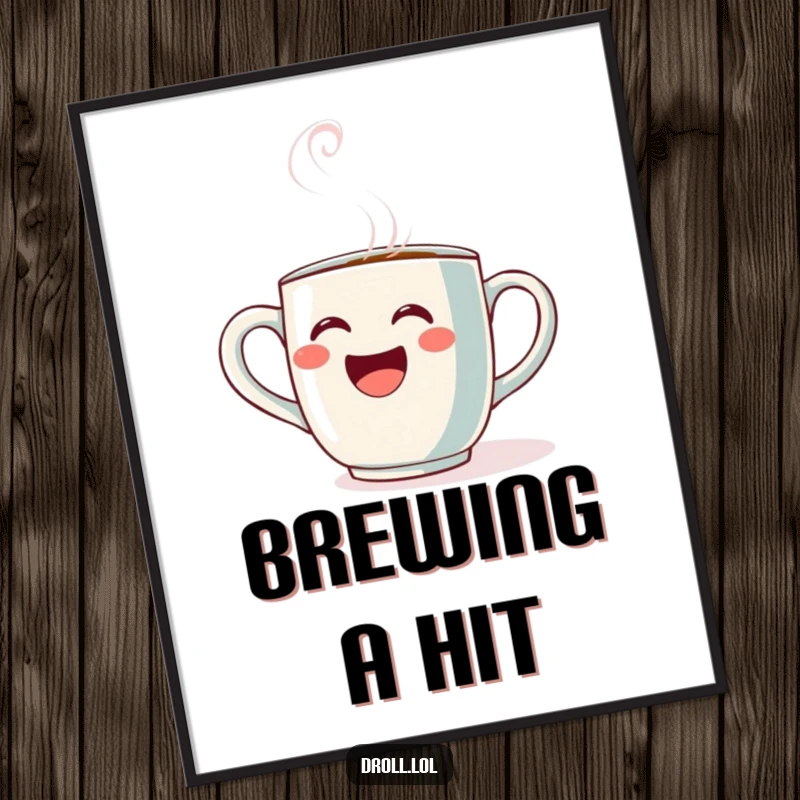 Funny Opera Mug Digital Art Print: A coffee mug passionately singing opera with dramatic steam, captured in a vibrant digital artwork.