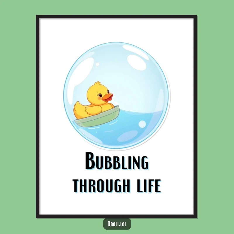 Funny Rubber Duck Bubble Sailing Digital Art - Instant Whimsical Decor