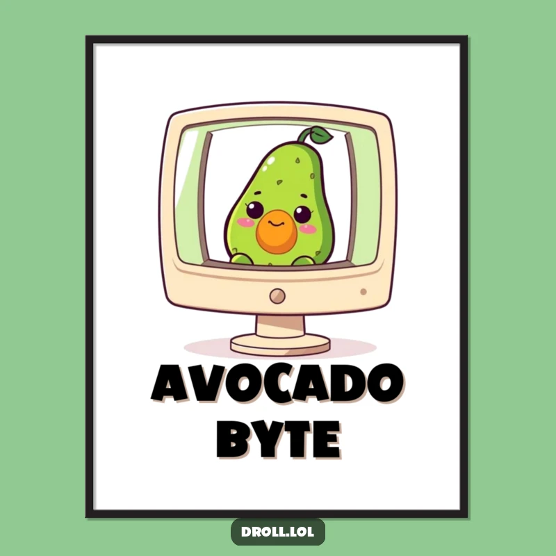 Funny Avocado Computer Digital Art - Nerdy Tech Decor for Instant Humor Gift