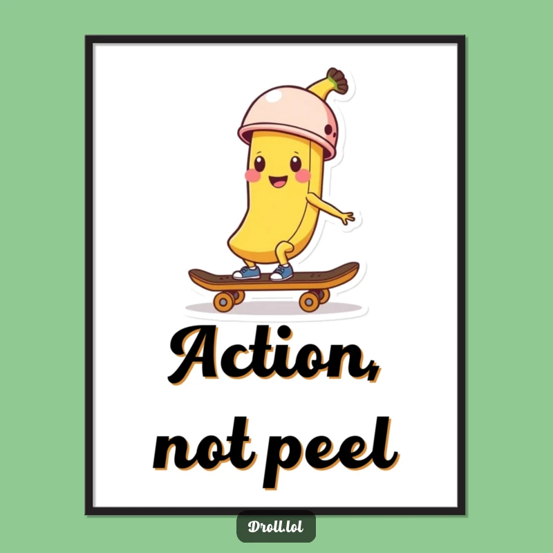 Funny Banana Skater Digital Art: Vibrant Helmeted Peel, Perfect Gift for Instant Decor