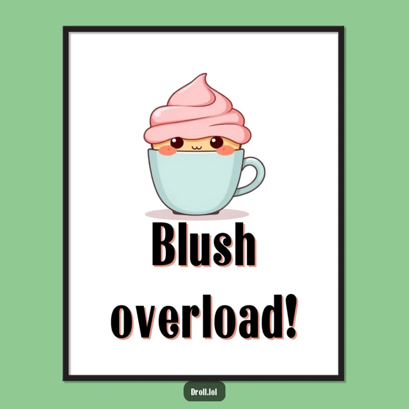 Funny Blushing Cupcake Digital Art - Hilarious Instant Download Gift