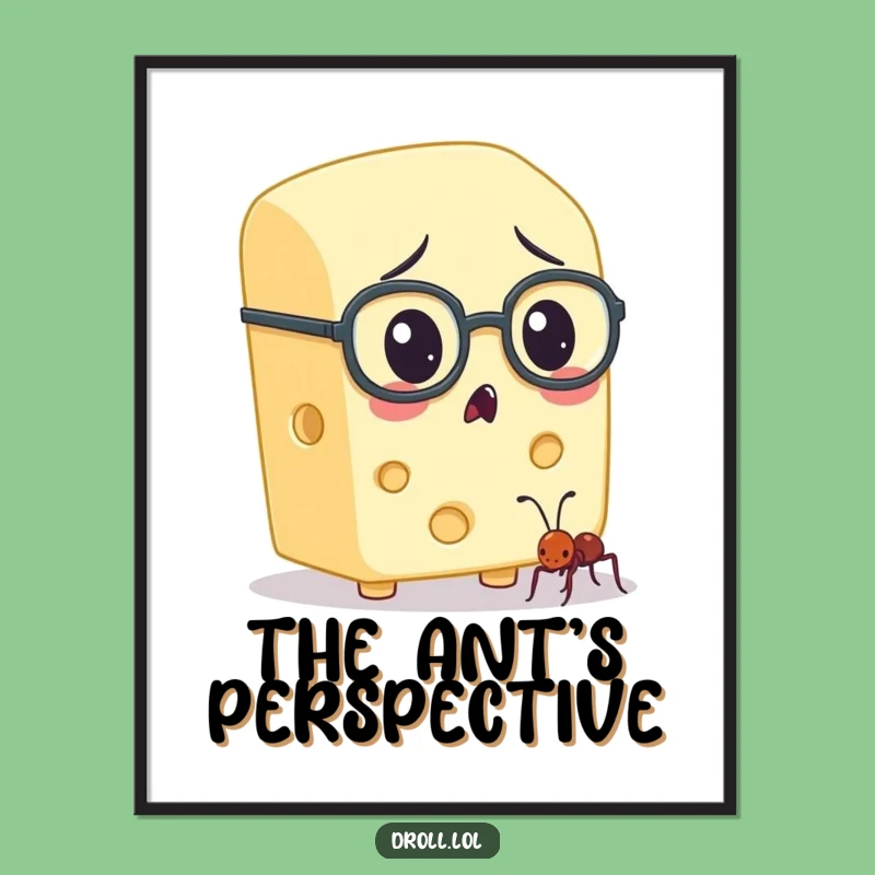 Funny Cheese & Ant Spectacles Digital Print - Instant Whimsical Decor for Any Room