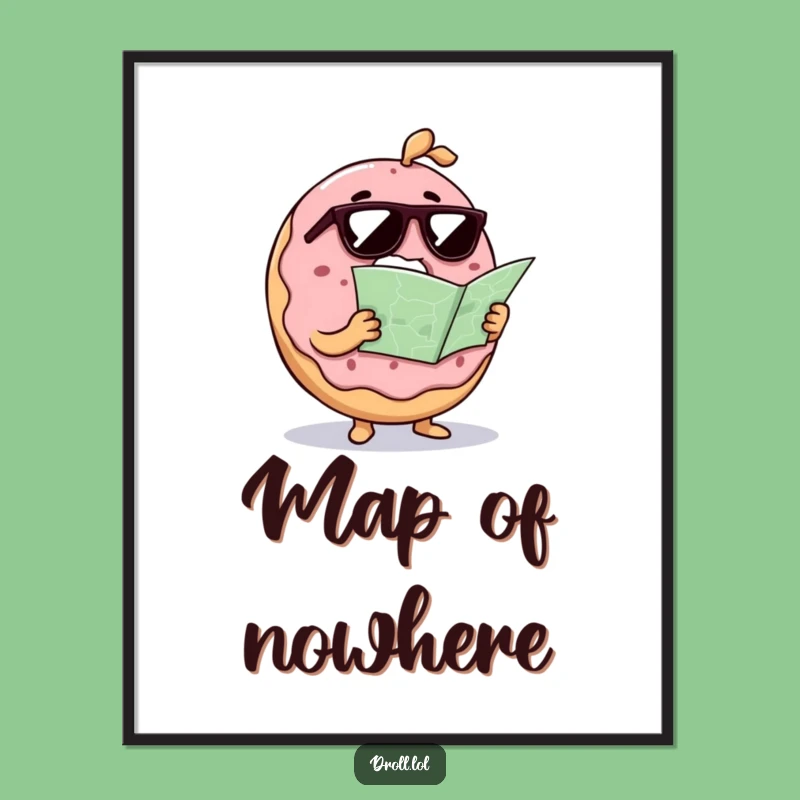 Funny Confused Donut Map Digital Art: Hilarious Lost Treat Download, Gift