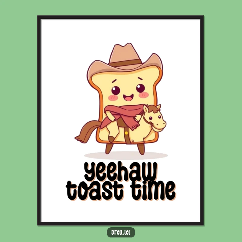 Funny Cowboy Bread Digital Art: Hilarious Western Slice Print for Instant Fun