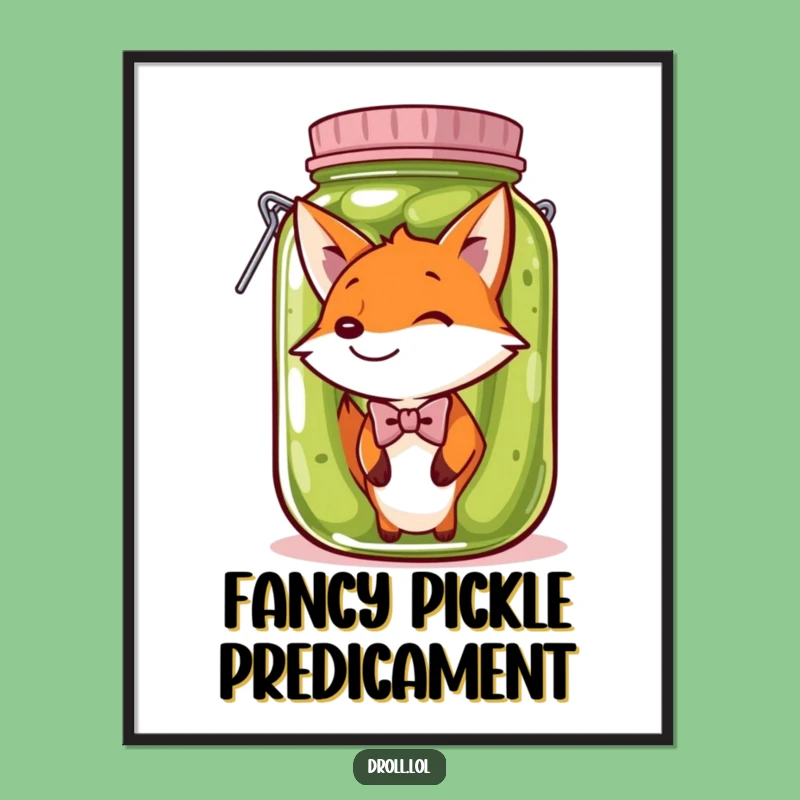 Funny Fox Pickle Jar Digital Print: Add Absurd Humor to Your Decor