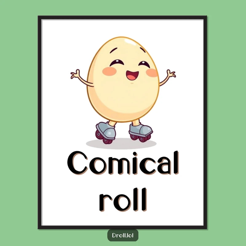 Funny Giggling Egg Roller Skate Digital Art - Instant Comical Decor