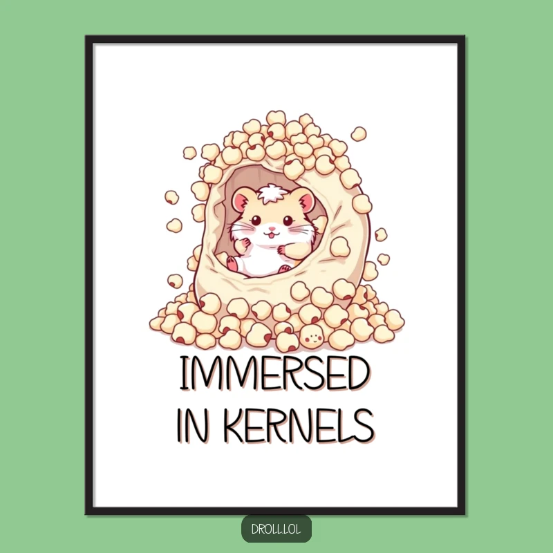 Funny Hamster Popcorn Bag Digital Art Print - Hilarious Decor Gift!