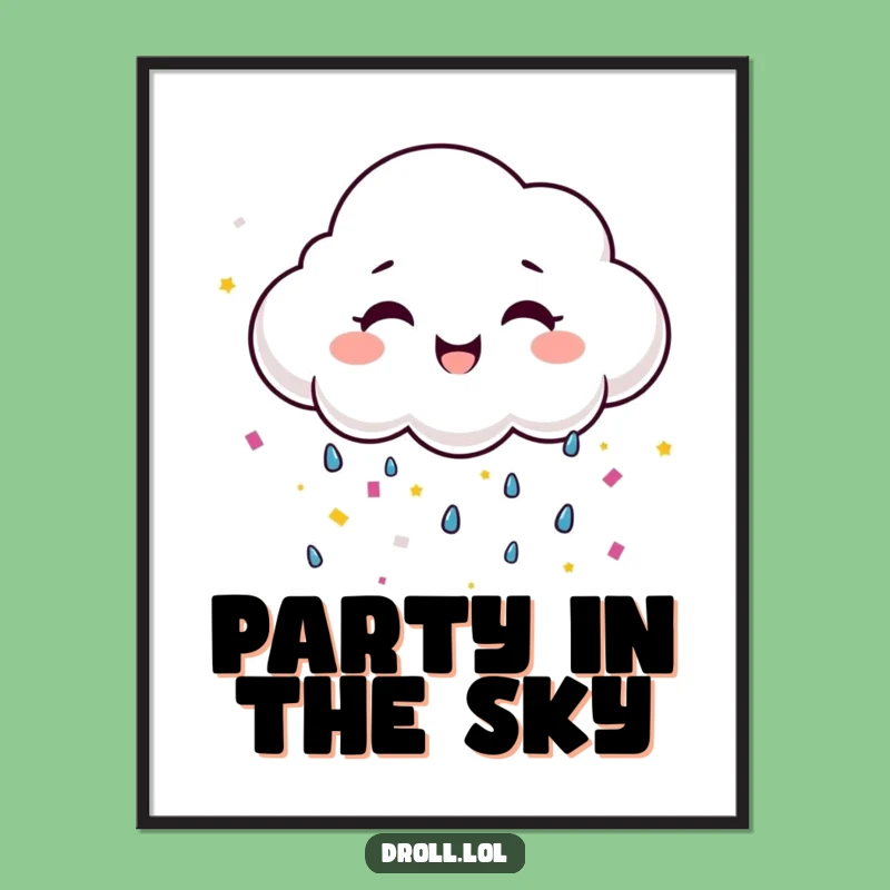 Funny Happy Cloud Confetti Digital Art - Instant Cheerful Decor!