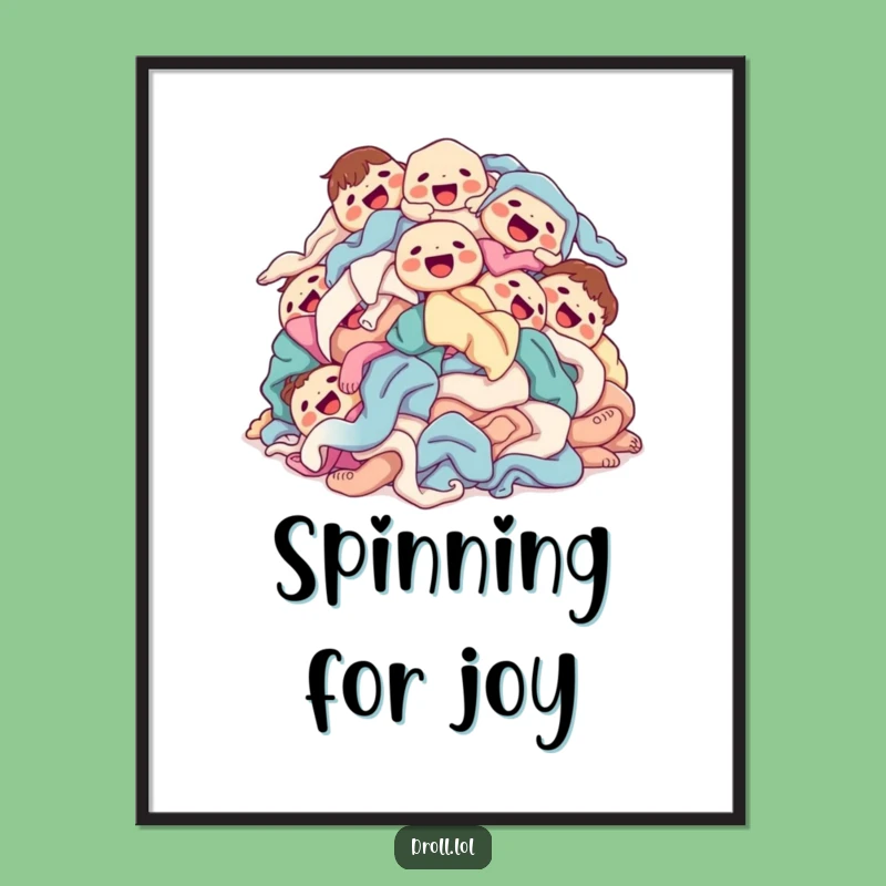 Funny Laundry Pile Digital Print: Joyous Tumble Art, Gift
