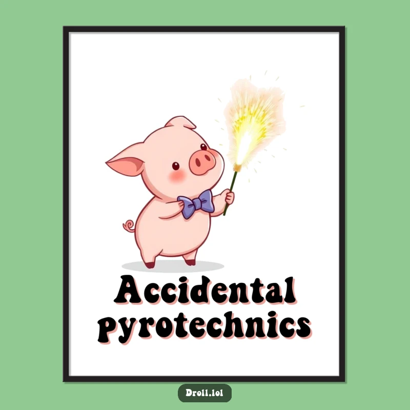 Funny Piglet Sparkler Digital Art Print - Hilarious Celebration Decor Gift!