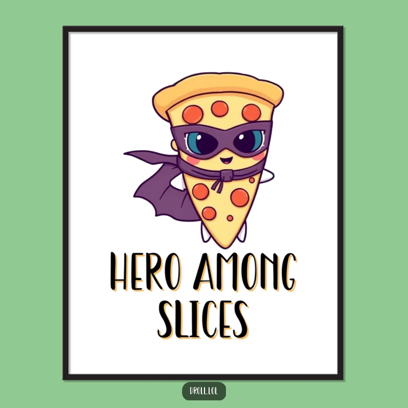 Funny Pizza Superhero Digital Art: Instant Heroic Decor and Hilarious Gift
