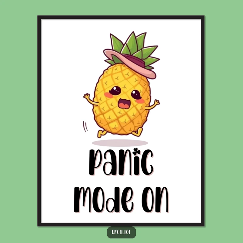 Funny Runaway Pineapple Digital Art - Instant Quirky Decor Funny Gift