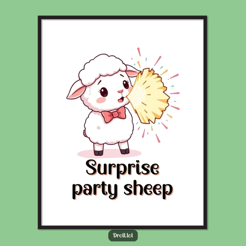 Funny Surprised Sheep Bowtie Digital Print: Instant Party Laughs for Your Walls!