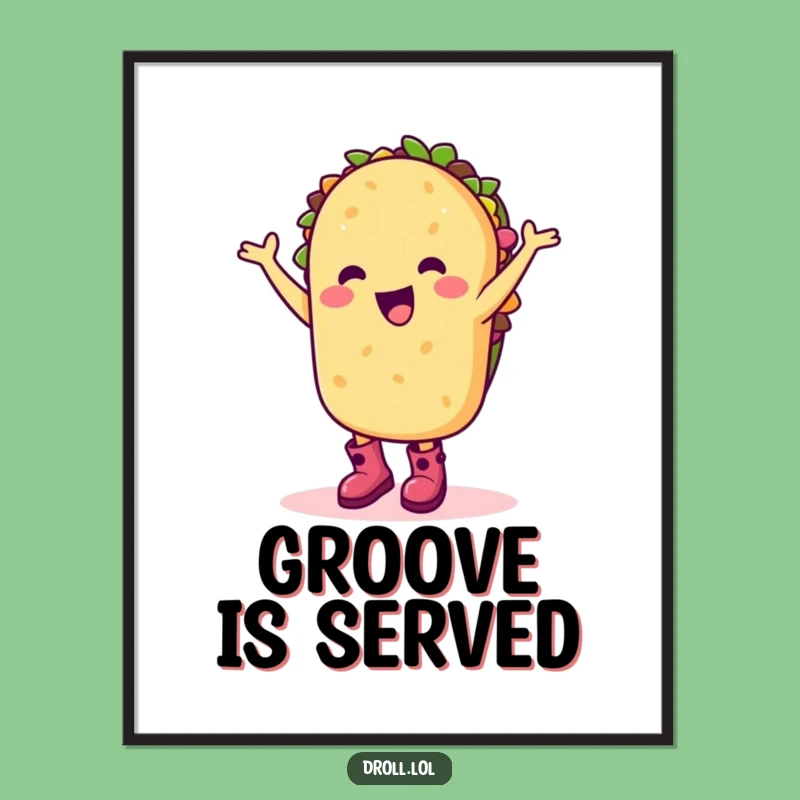 Funny Taco Dance Art Print: Happy Cartoon Character Digital Download Fiesta Gift