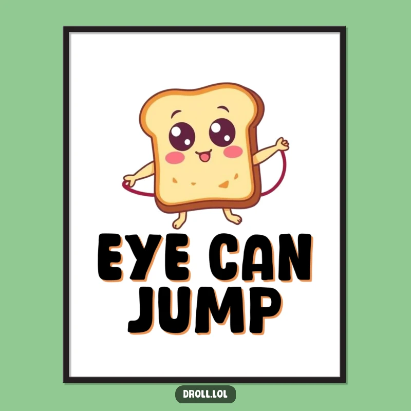 Funny Toast Jumping Rope Digital Print: Instant Hilarious Breakfast Decor