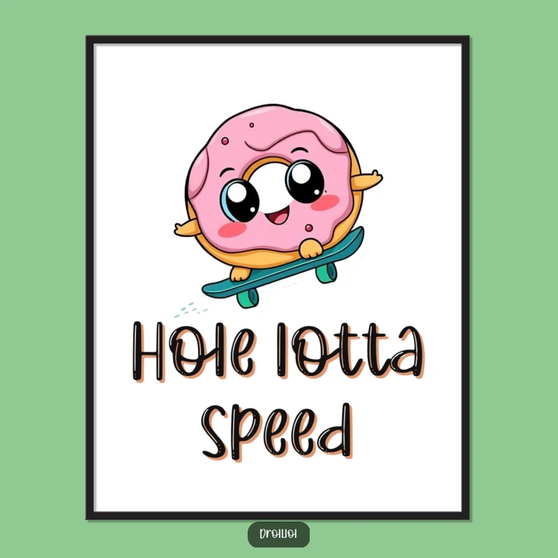 Funny Donut Skateboard Digital Art: Instant Laughs for Your Walls, Perfect Gift