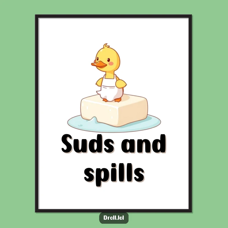 Funny Tripping Duck Soap Digital Print: Instant Slapstick Laughs for Your Walls!