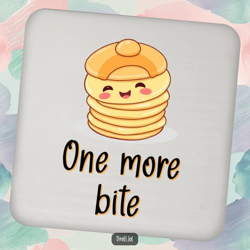 Funny Happy Pancake Coaster: A coaster featuring a happy pancake comically tumbling off a stack, protecting furniture with breakfast humor.