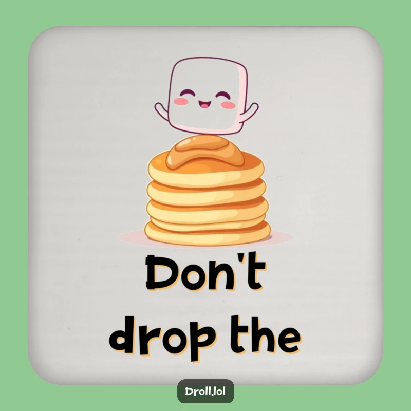 Funny Marshmallow Pancakes Coaster: Giggling Cartoon Character Drink Protection Gift