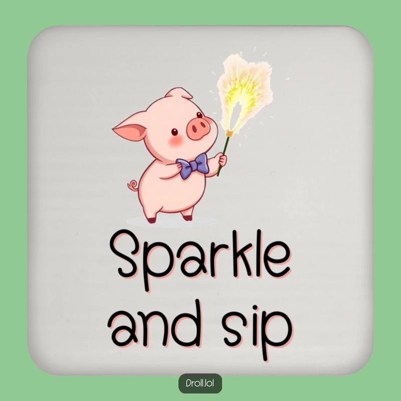 Funny Piglet Sparkler Drink Coaster - Hilarious Celebration Protection Gift!