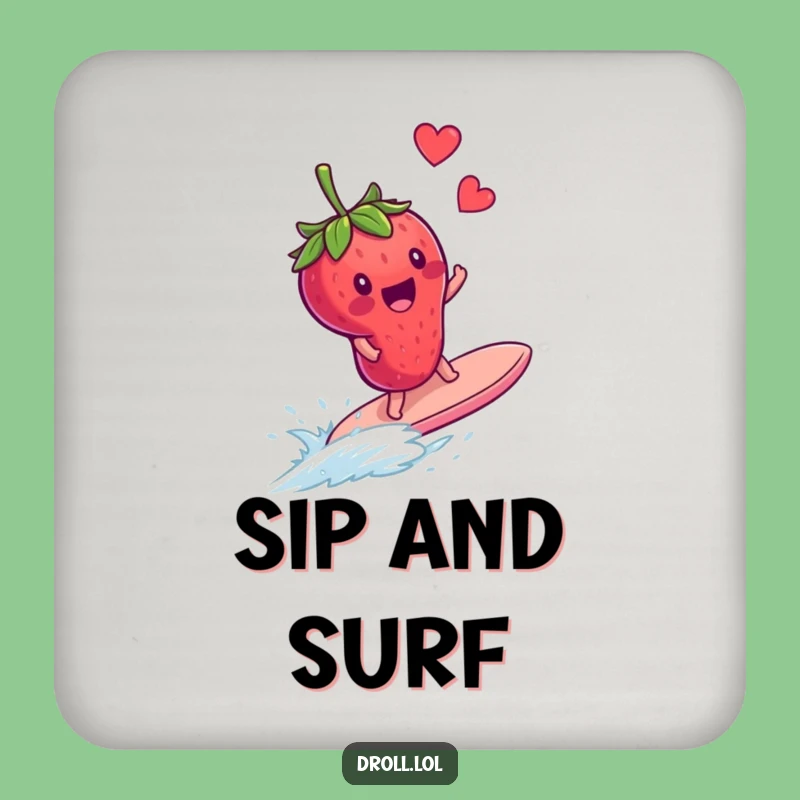 Funny Strawberry Surfing Blueberry Coaster Set - Hilarious Fruit Protection